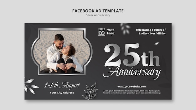 PSD silver anniversary template design