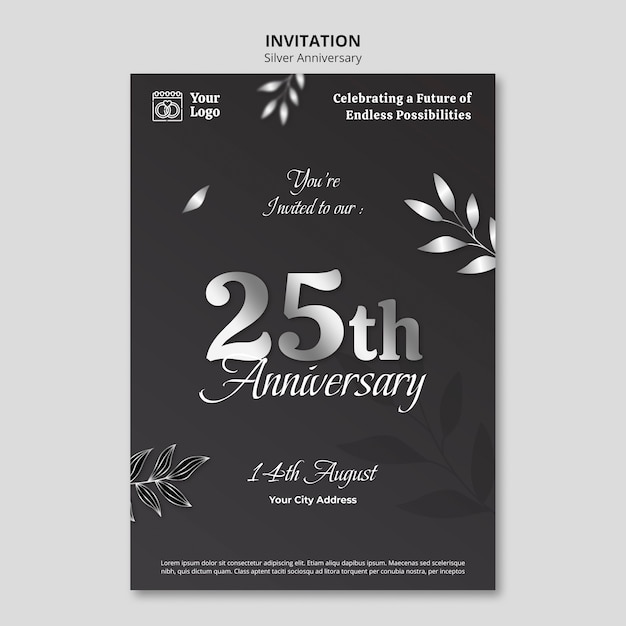 PSD silver anniversary template design