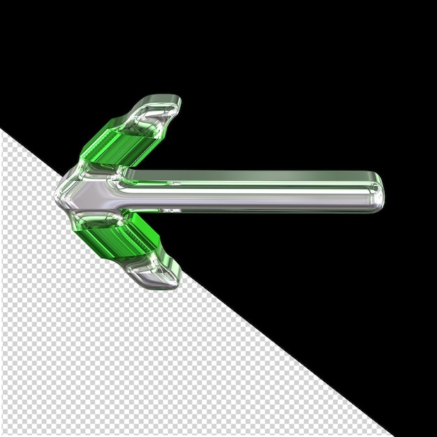 Silver arrow with thin green horizontal straps