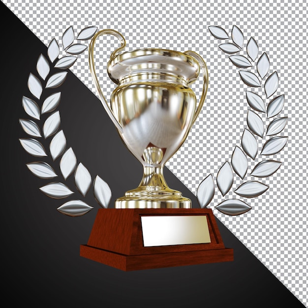 Silver Award Trophy Cup 3D Composition Isolated  