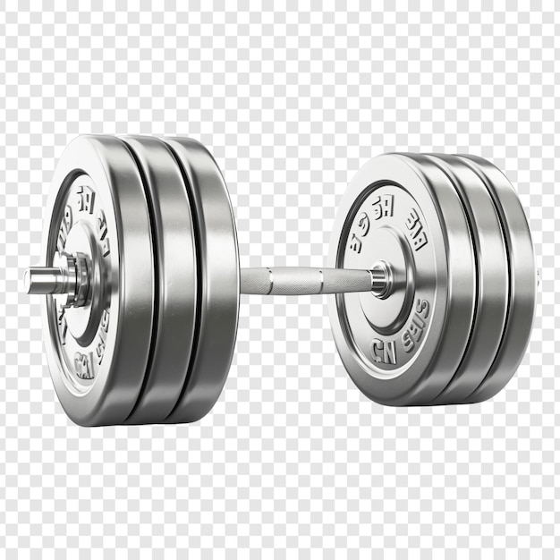 Silver Barbell on a Transparent Background