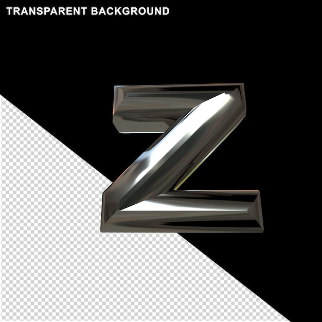 Silver beveled letters. 3d letter z