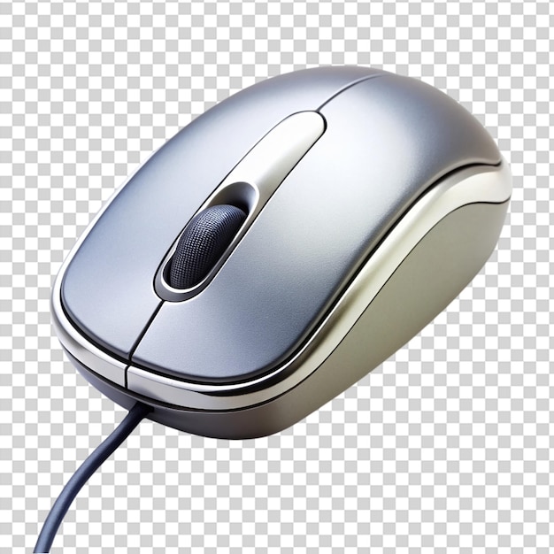 PSD a silver and black computer mouse on transparent background