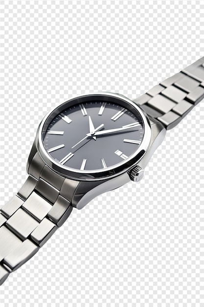 a silver and black watch with a black face and silver band