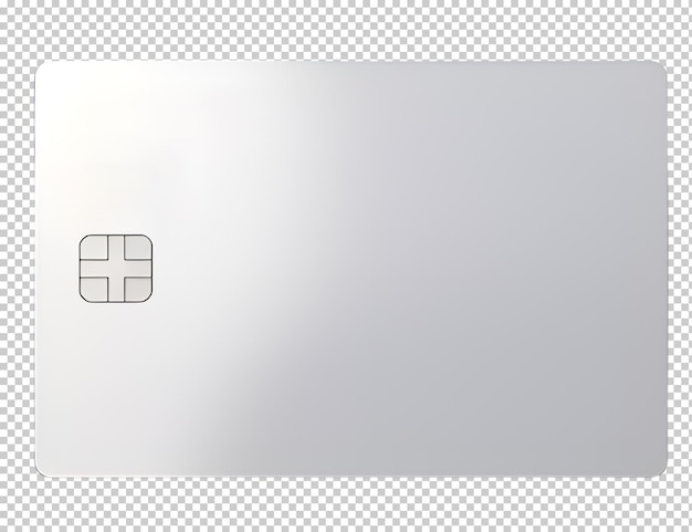 PSD silver blank credit card on isolated transparent background bank card mockup