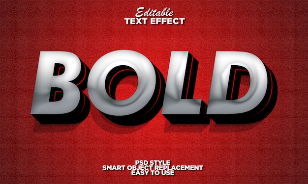 Silver bold 3D text effect