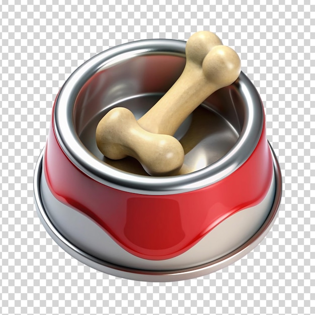 PSD a silver bowl with two bones in it on transparent background