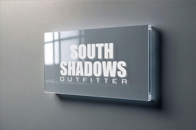 PSD a silver box with the words south shadow shadow on it