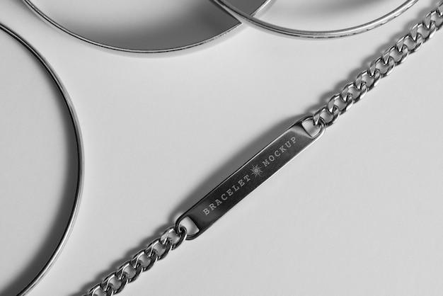 PSD silver bracelet inscription mockup