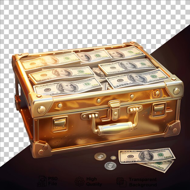 PSD a silver briefcase with a silver case of money in it