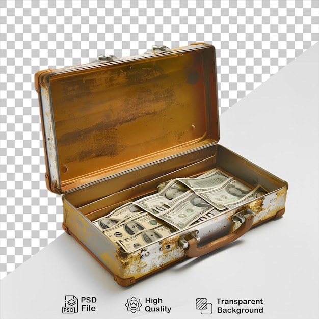 PSD a silver briefcase with a silver case of money in it