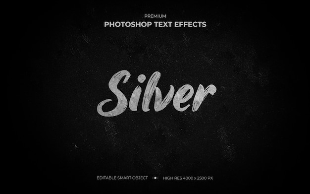 Silver Brush Text Effect Mockup