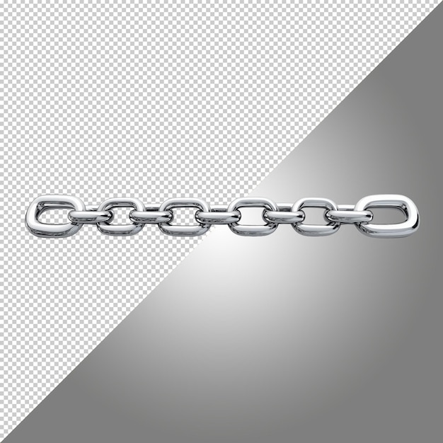 PSD silver chain links isolated on transparent background