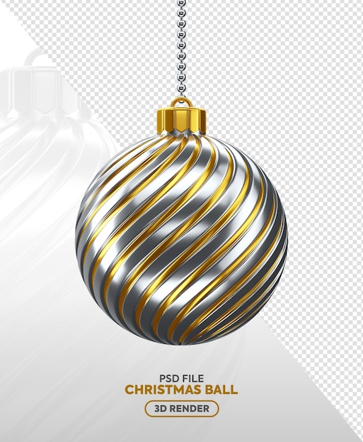 Silver christmas ball decoration 3d render