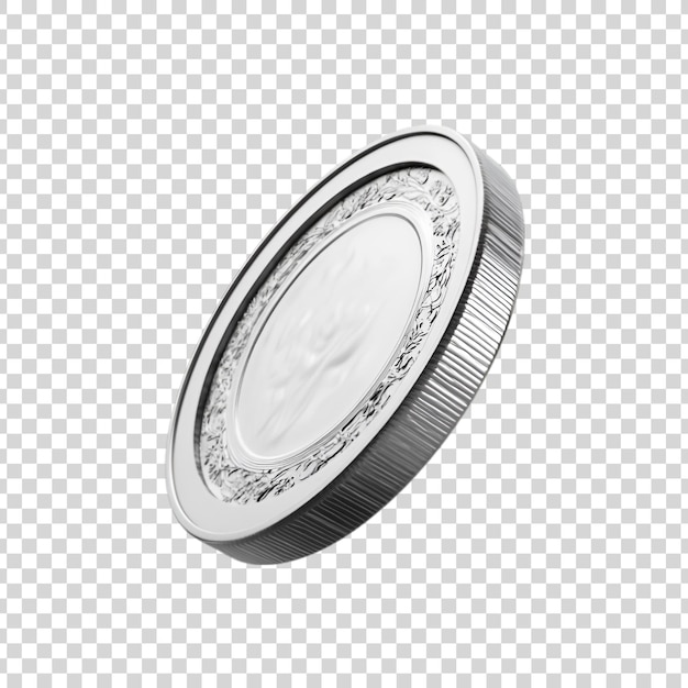 PSD a silver coin isolated on a transparent background