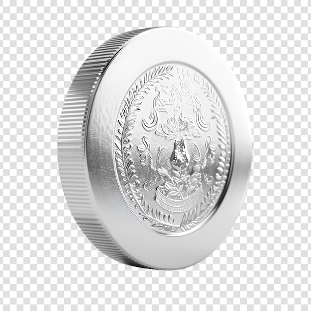 PSD silver coin isolated on white background