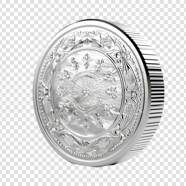 PSD silver coin isolated on white background