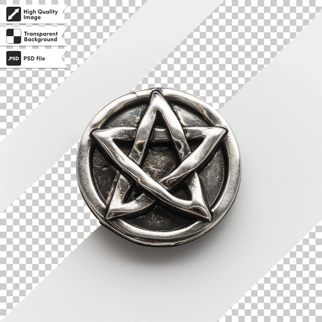 PSD a silver coin with a star on it that saysstaron it