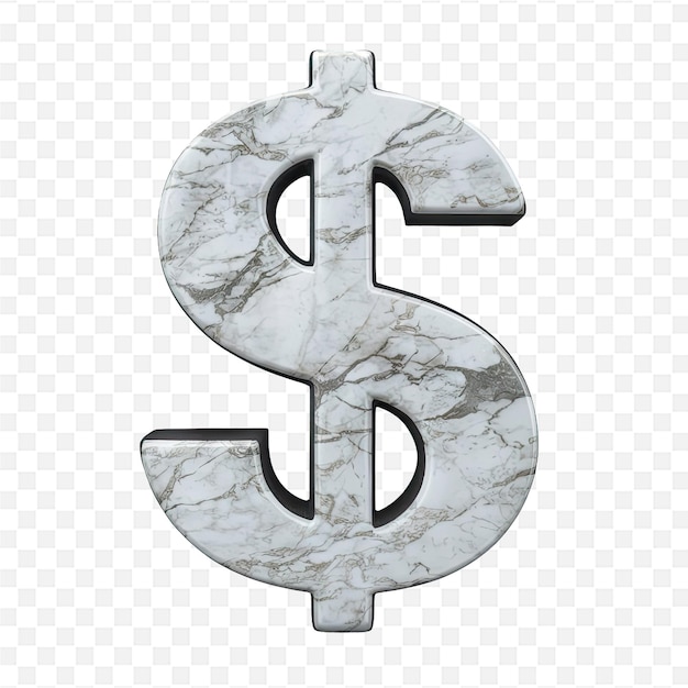 PSD a silver dollar sign on a transparent background