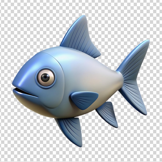 A silver fish with a blue eye on transparent background