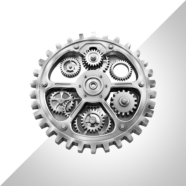 Silver Gear Mechanism Isolated on Transparent background