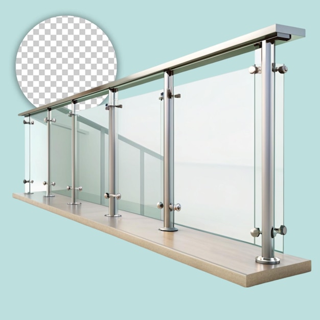 PSD silver glass railing 3d render