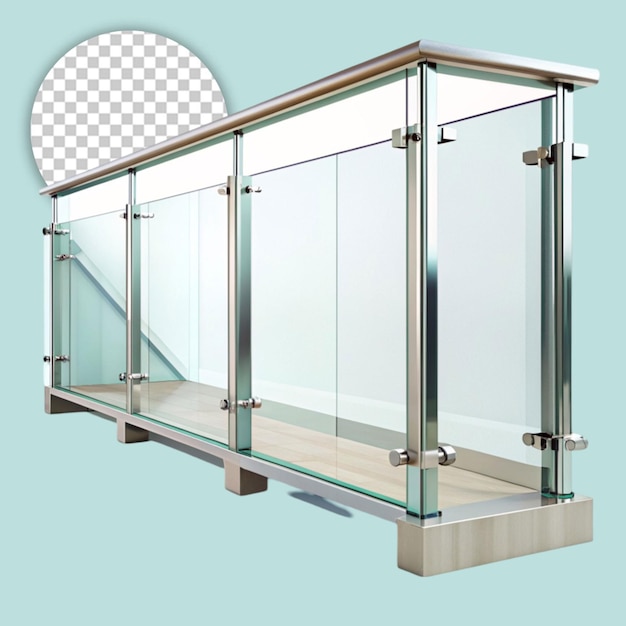 PSD silver glass railing 3d render