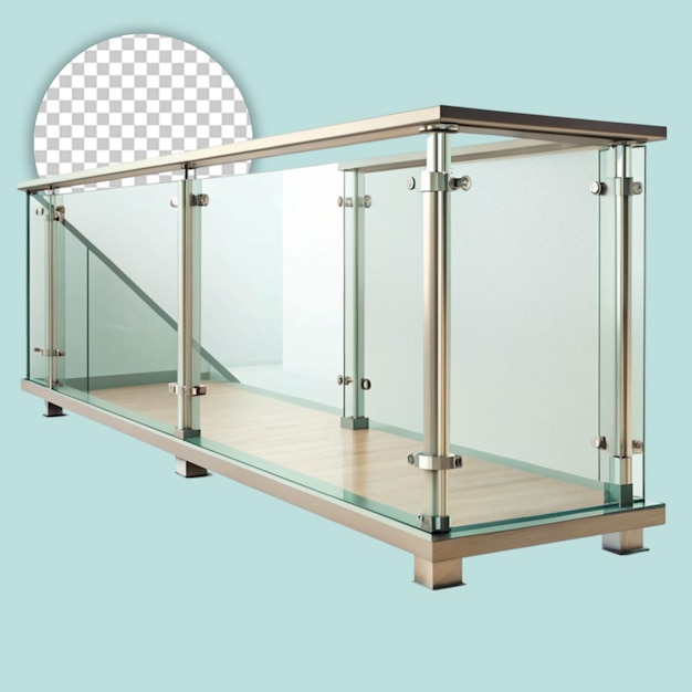 PSD silver glass railing 3d render