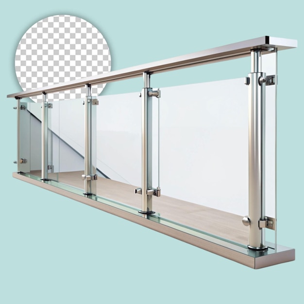 PSD silver glass railing 3d render