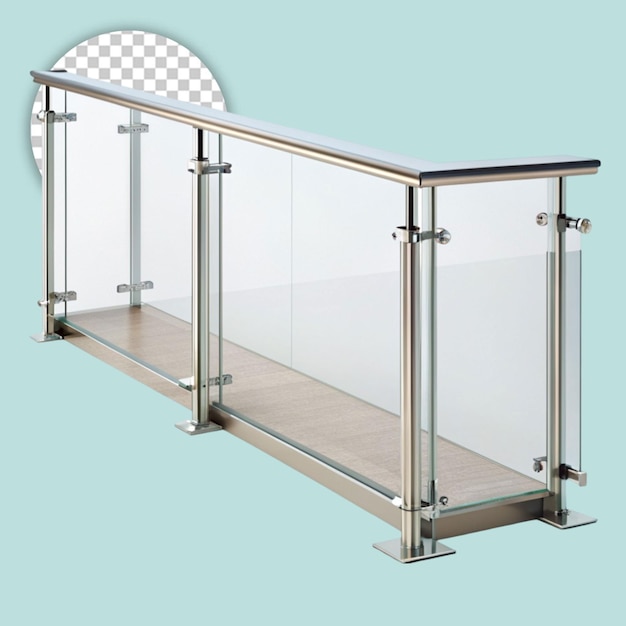 PSD silver glass railing 3d render