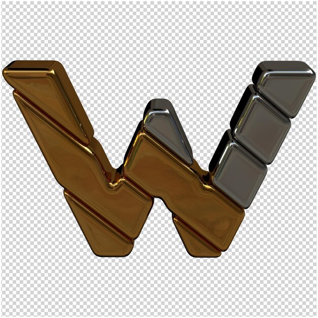 Silver and gold letter 3d rendering