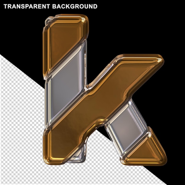 Silver and gold with diagonal belts 3d letter k