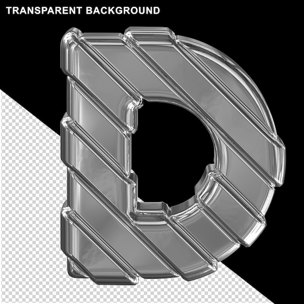 Silver letters with diagonal straps 3d capital letter d