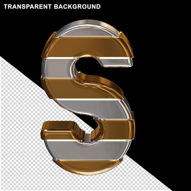 Silver letters with horizontal gold straps3d capital letter s