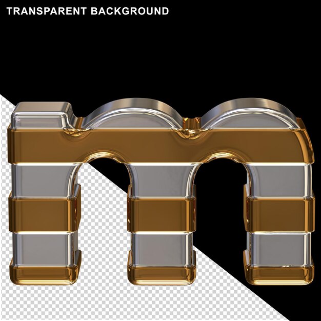 Silver letters with horizontal gold straps3d letter m