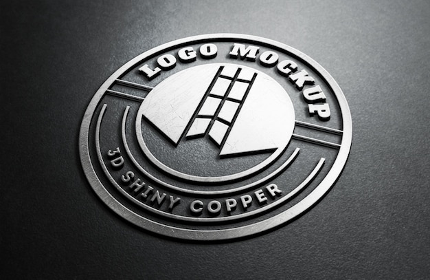 a silver logo for the company logo on a black background