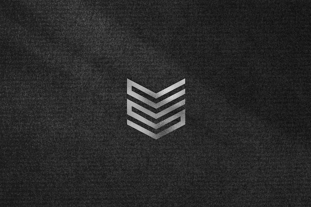 Silver Logo Mockup on Black Texture Background with Shadow