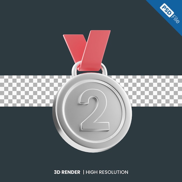 silver medal 3d illustration