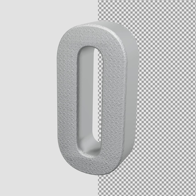 Silver Metallic 3D Rendering Number