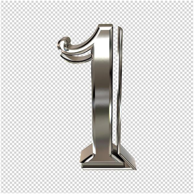 Silver number 1 3d rendering 