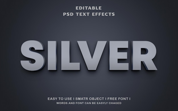 SILVER PSD text effect design free download