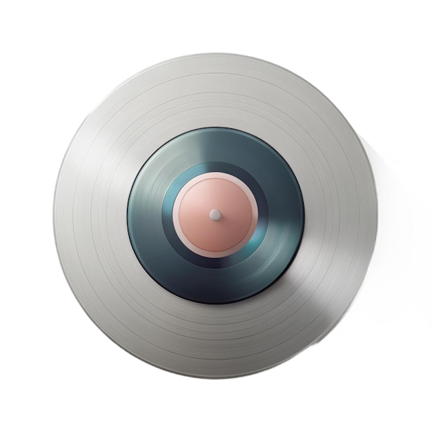 PSD a silver record with a pink circle on the bottom