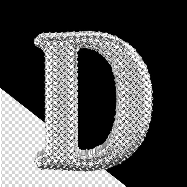 PSD silver ribbed symbol letter d