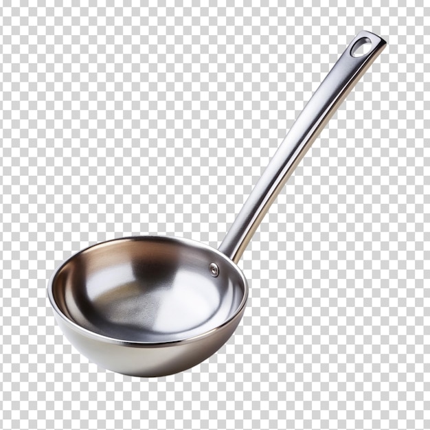 A silver spoon with a gold handle and gold interior on transparent background