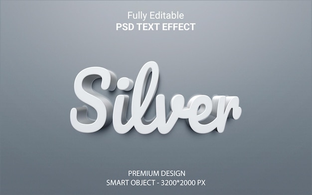 Silver Style Text Effect Fully Editable