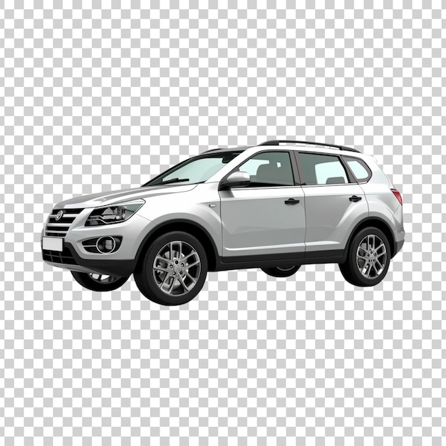 A silver suv car on a transparent background