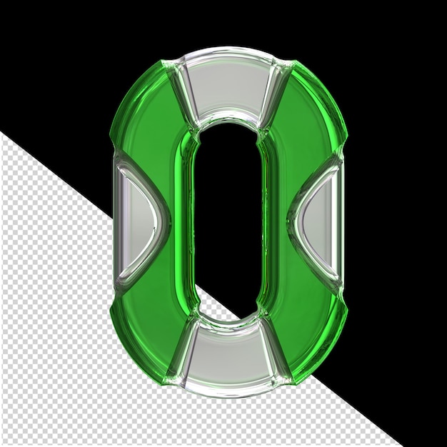 Silver symbol with green inlays number 0