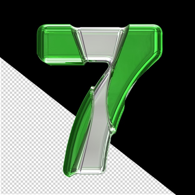 Silver symbol with green inlays number 7