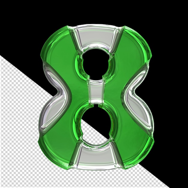 Silver symbol with green inlays number 8