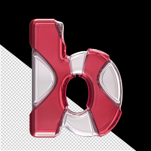 Silver symbol with red inlays letter b